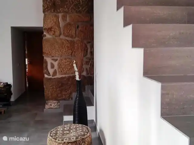Ruime villa met bergzicht, zwembad huren in Portugal, Viseu, Tondela - villa De woonkamer, trap naar boven, grenst aan de open keuken