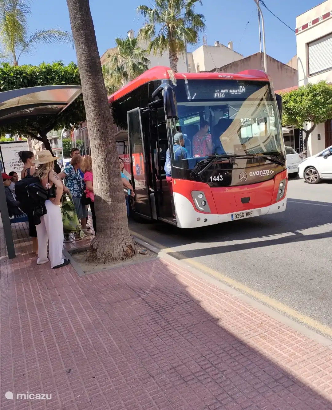 Arrêt de bus à San Miguel de Salinas. De là, vous pouvez aller dans toutes les directions.