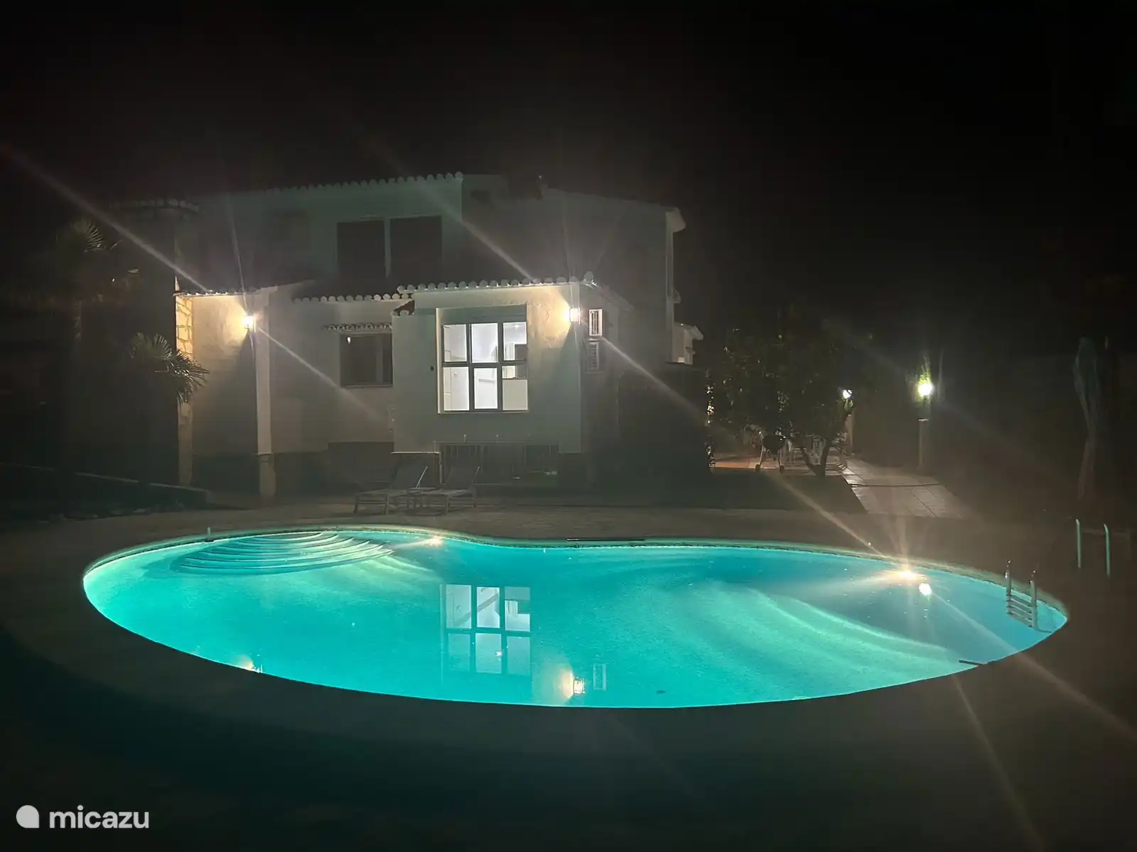 swimming pool in the evening