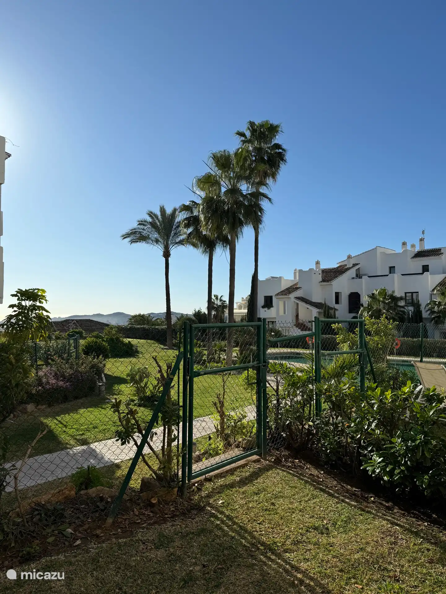 Blick aus dem Garten zu Beginn des Tages