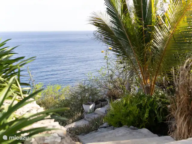 Villa Playa Hundu | Curaçao, Banda Abou (ouest), Santa Martha - villa Jardin tropical, escalier menant à Playa Hundu