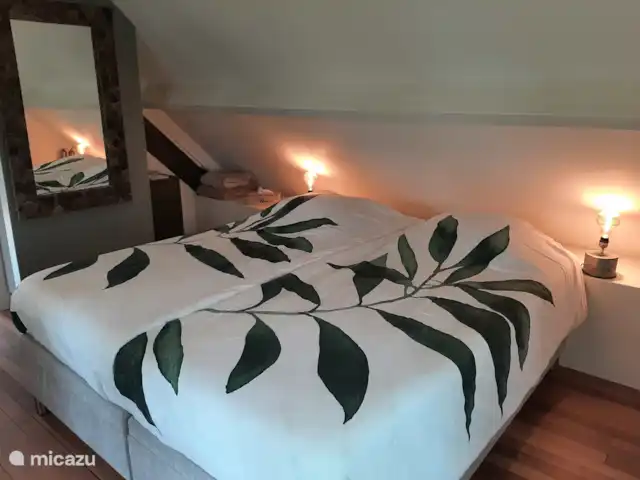 casa vacacional en Países Bajos, Güeldres, Dodewaard – La nuez diminuta Cama de 180 de ancho, 2 colchones y a elegir entre 2x un edredón individual o un edredón doble.