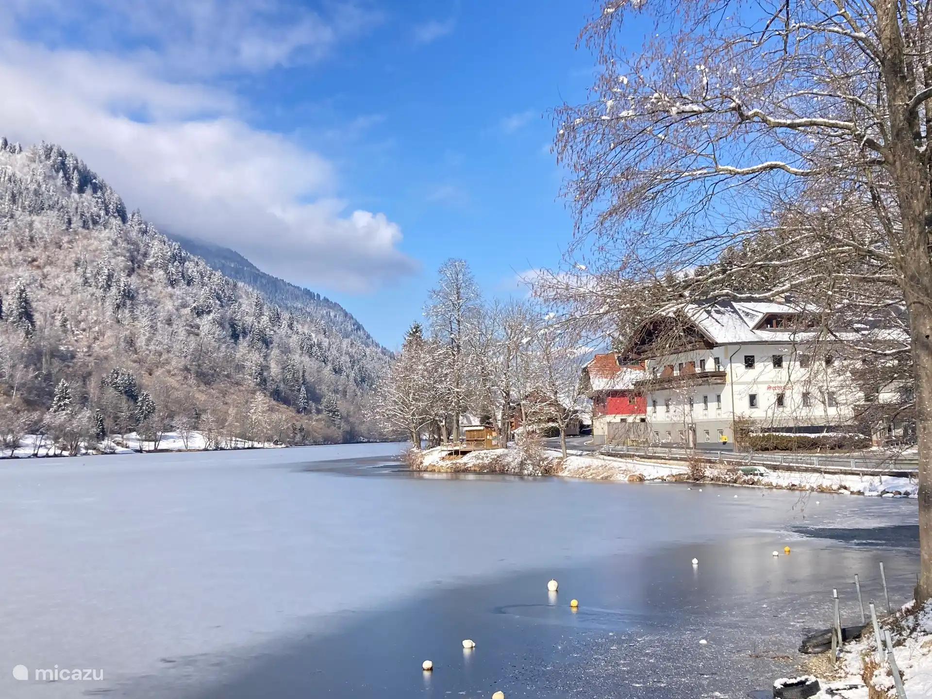 Anwesen am See, Eislaufen, Skifahren, Bergblick