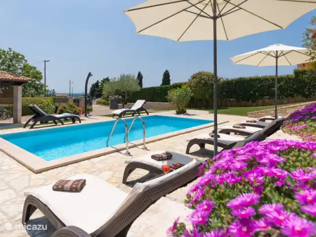Villa Babici en Croacia, Istria, Kastelir-Labinci - villa Piscina + hamacas
