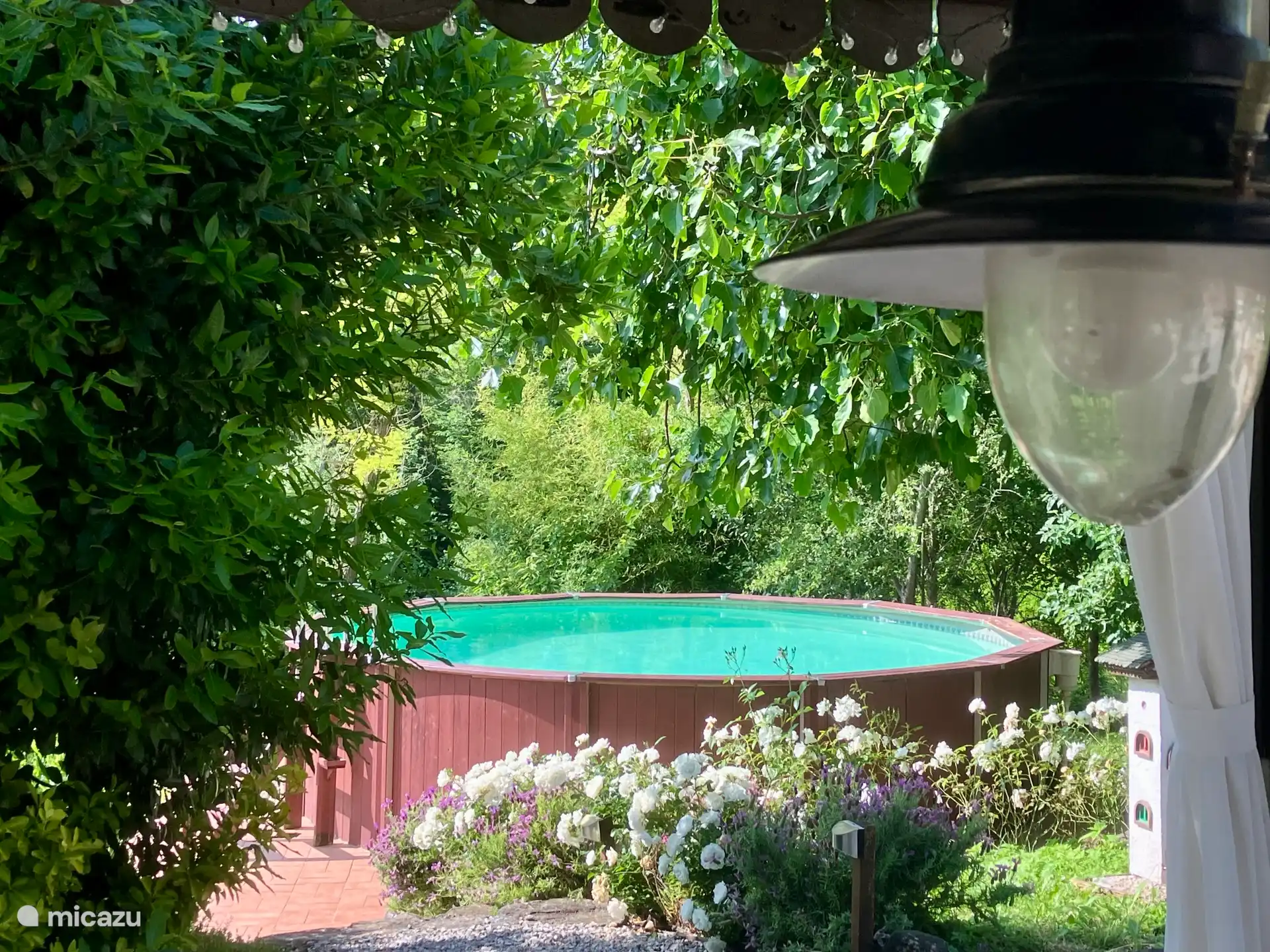 Looking towards the pool from the gazebo