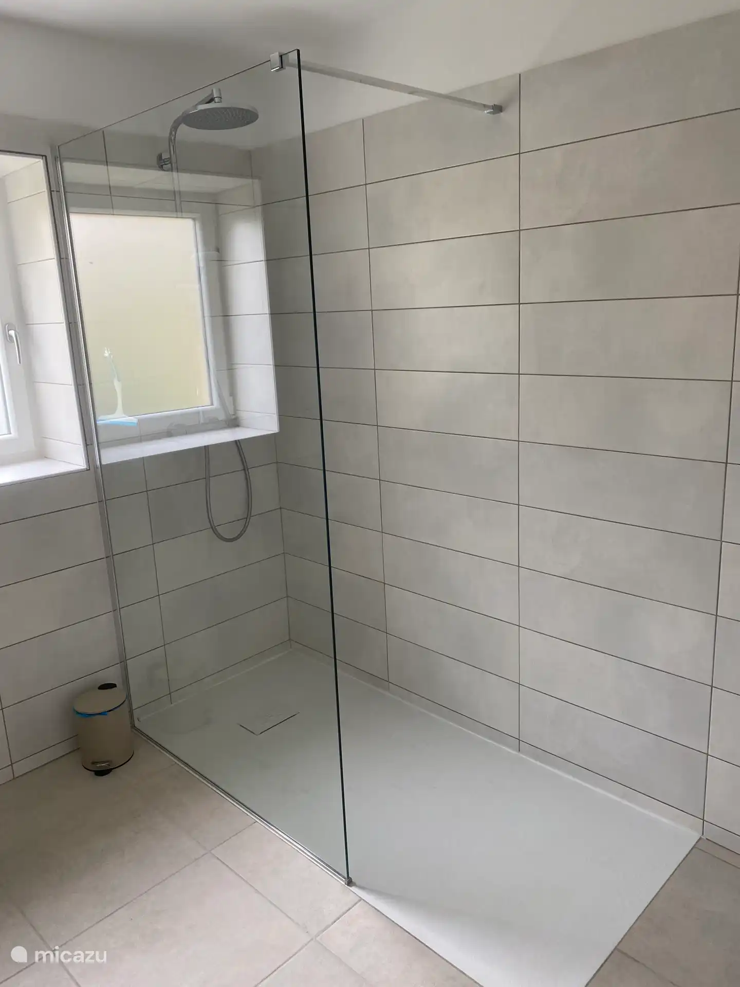 Geräumige ebenerdige Dusche