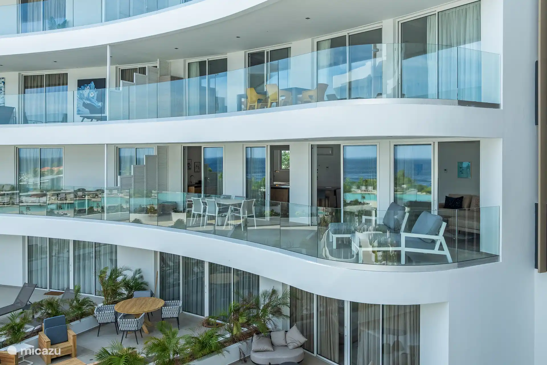 Het balkon van het appartement nummer 19.