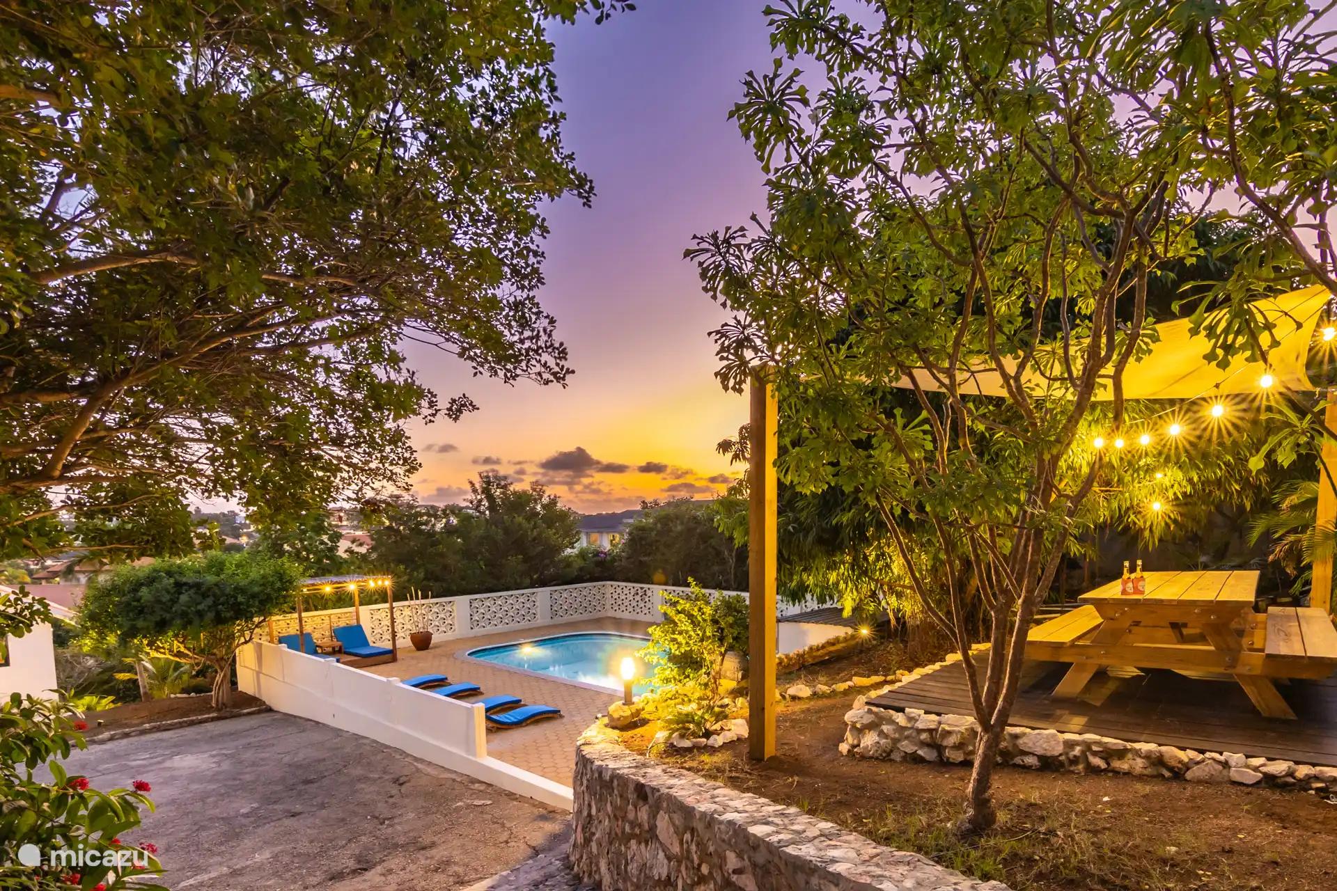 Swimming pool in tropical garden
