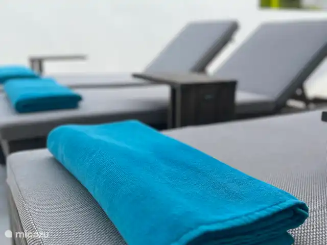 Location de Vacances Curaçao, Banda Abou (ouest), Fontein, villa - Casa De Los Sueños 3 transats au bord de la piscine privée