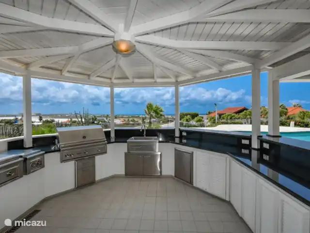 Vista al mar, Jacuzzi, Cerca de la playa en Aruba, Norte, Westpunt - villa Cocina al aire libre con vistas