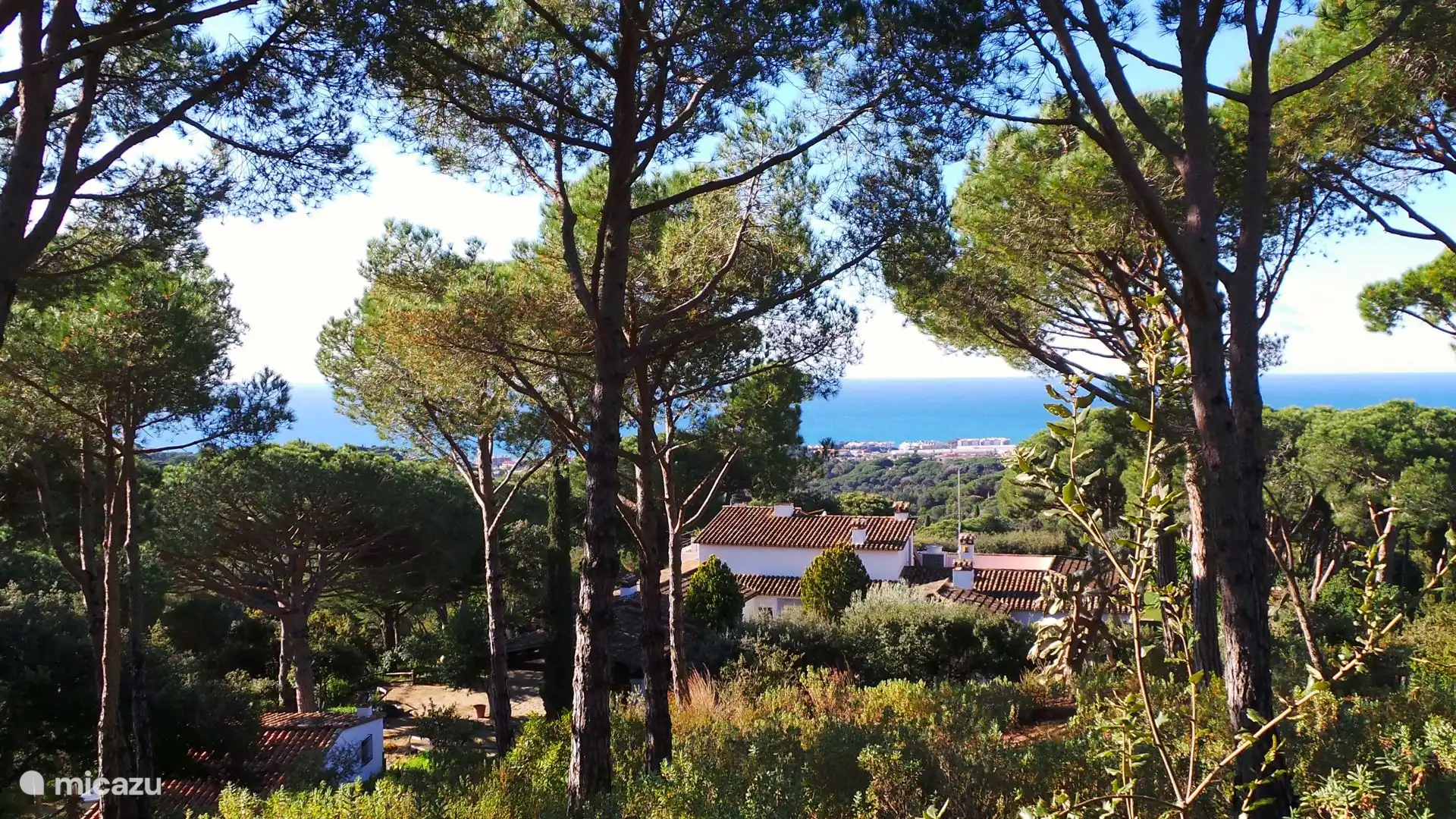 Hoofdhuis op de heuvel met zeezicht
