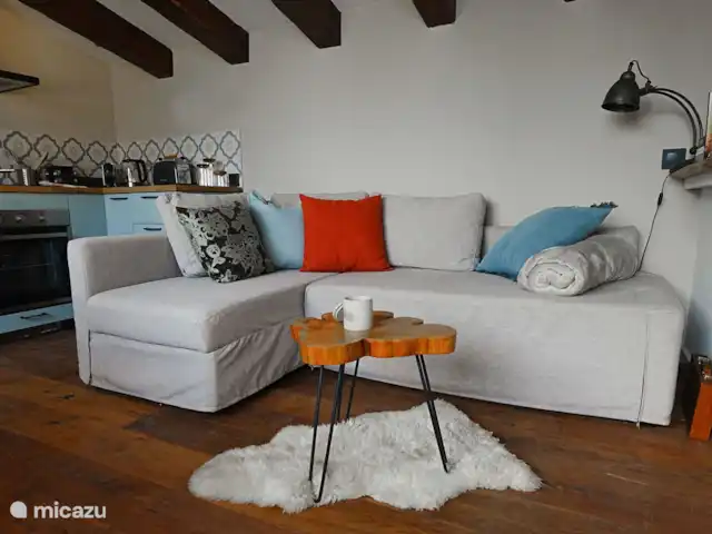 Location de Vacances Espagne, Barcelone, Sant Andreu de Llavaneres , penthouse - Loft sur le domaine – Côte de Barcelone Cuisine ouverte, salon, canapé