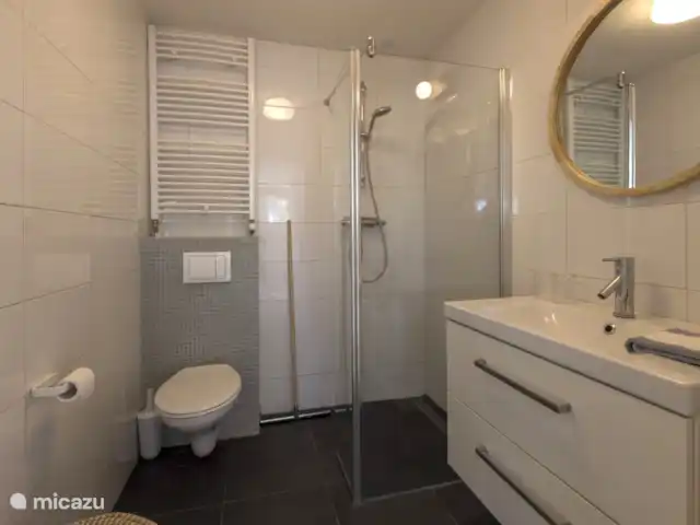 Chalet au bord de la plage avec piscine | Pays-Bas, Zélande, Baarland - bungalow Salle de bain avec douche