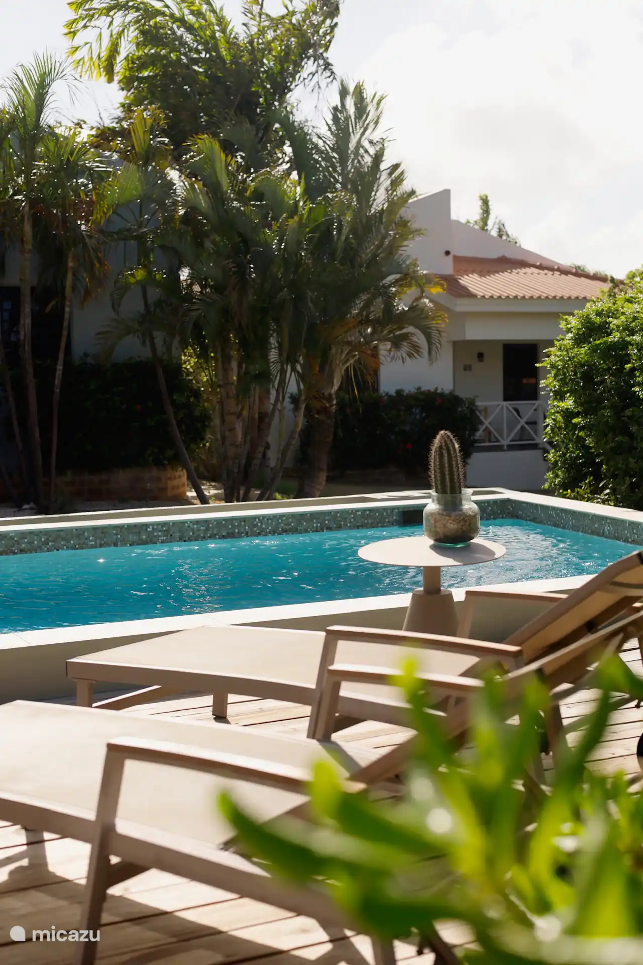 Piscina con tumbonas 