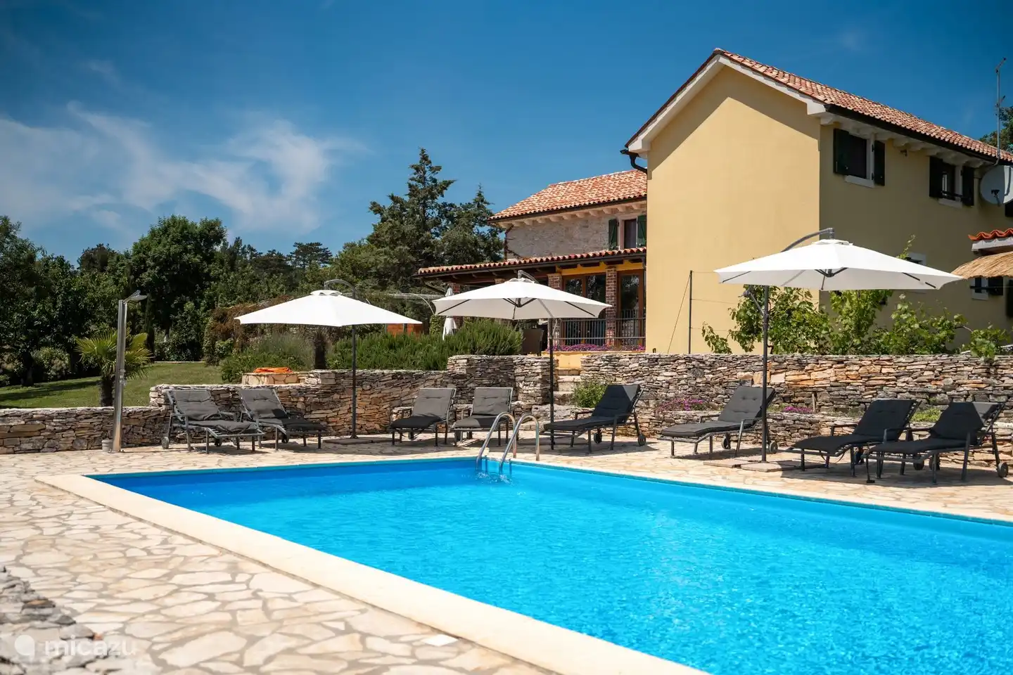 swimming pool and sunbeds