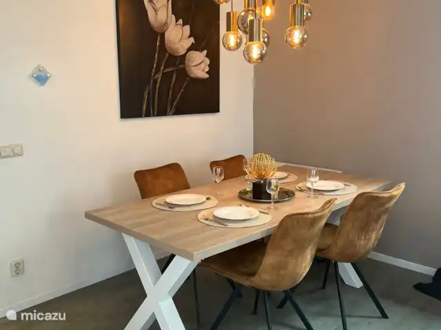 Lieu de repos au bord du lac  | Pays-Bas, Gueldre, Nunspeet - bungalow Belle table à manger pour des dîners de famille confortables !