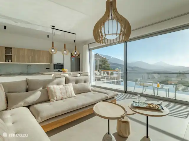Villa Celest en Grecia, Creta,  Sellia - villa Sala de estar con vistas