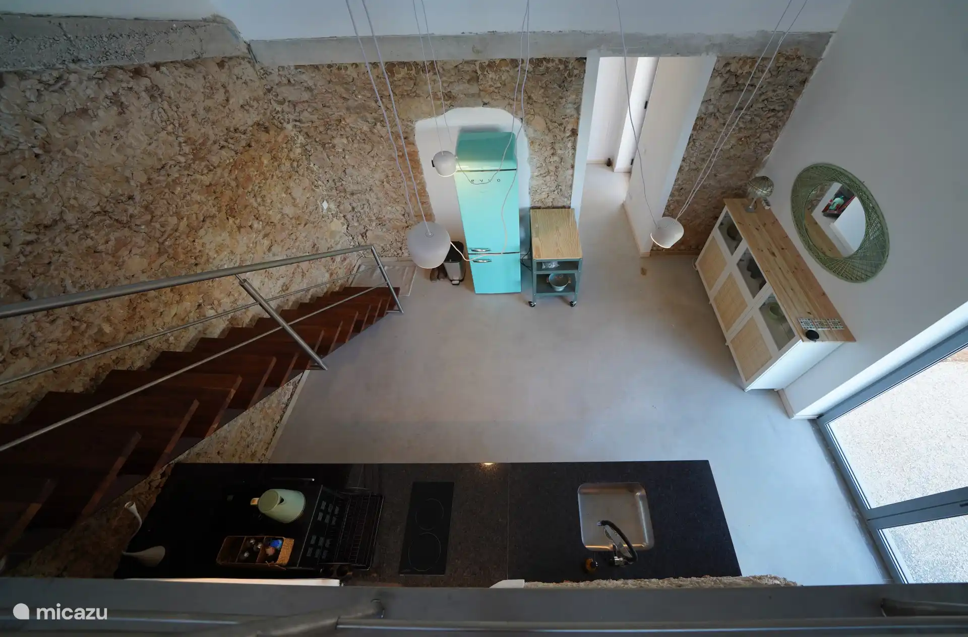 A look from the mezzanine in the kitchen