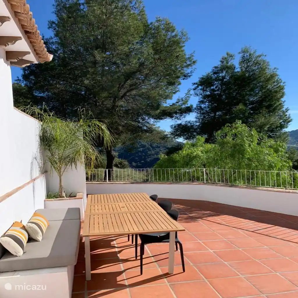 Terrace with dining table