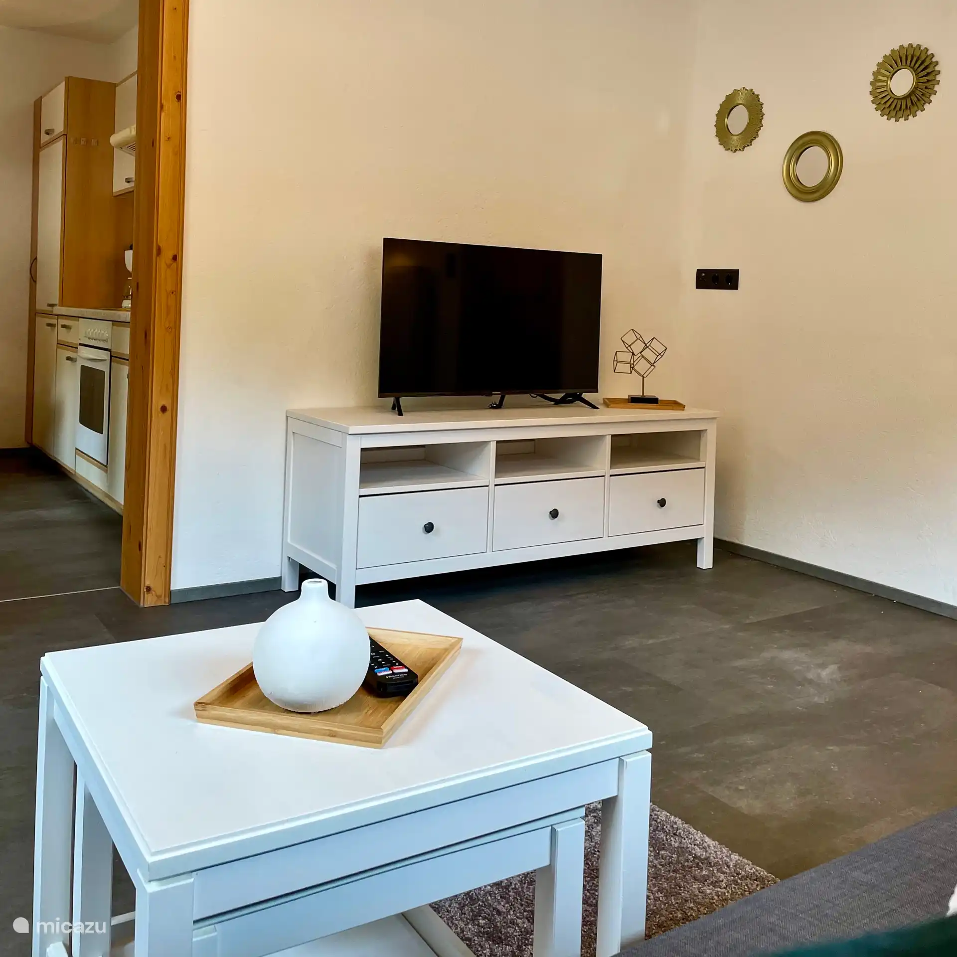 Woonkamer met slaapbank voor 2 personen