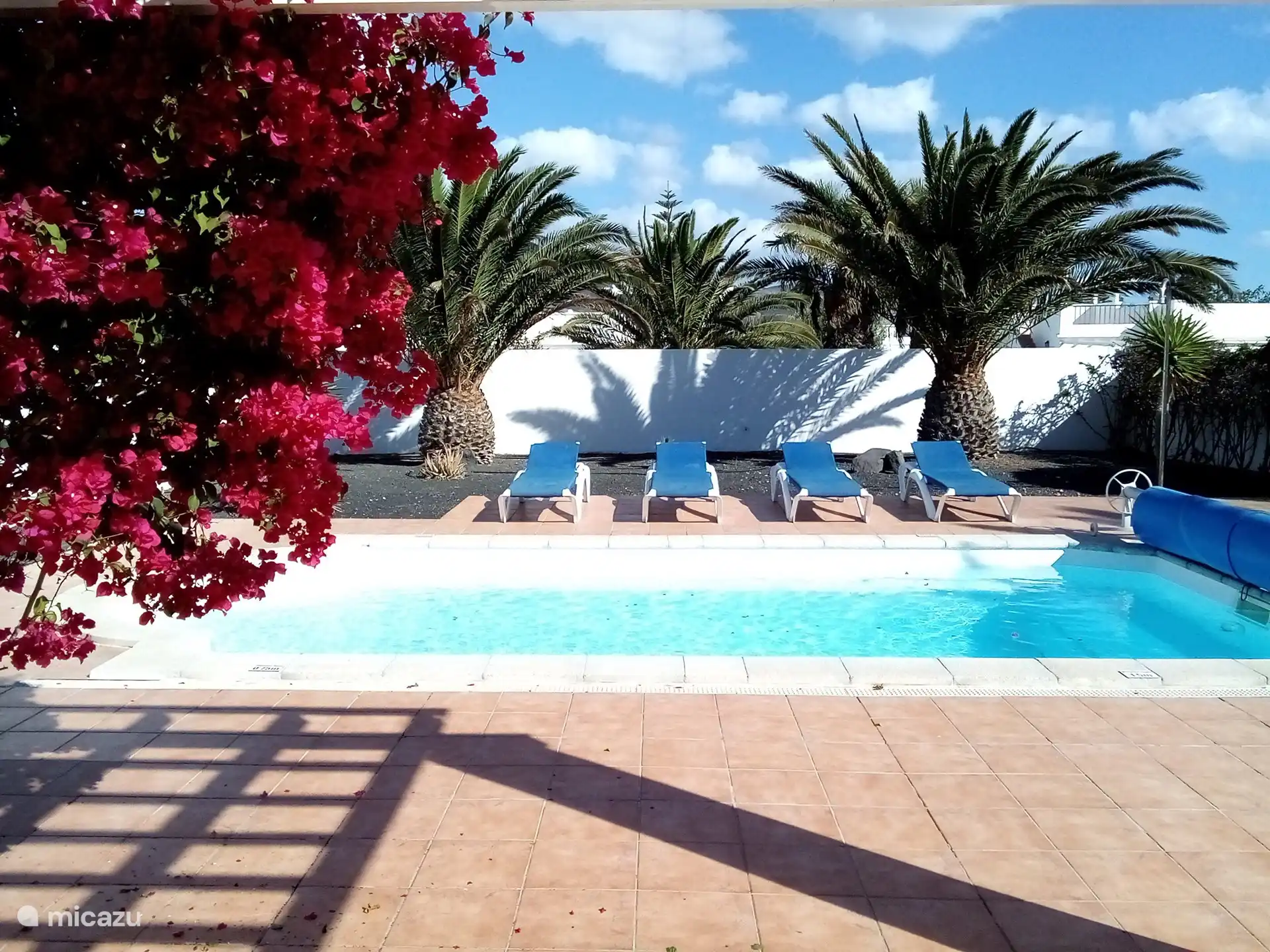 With a wonderfully colorful garden and private pool