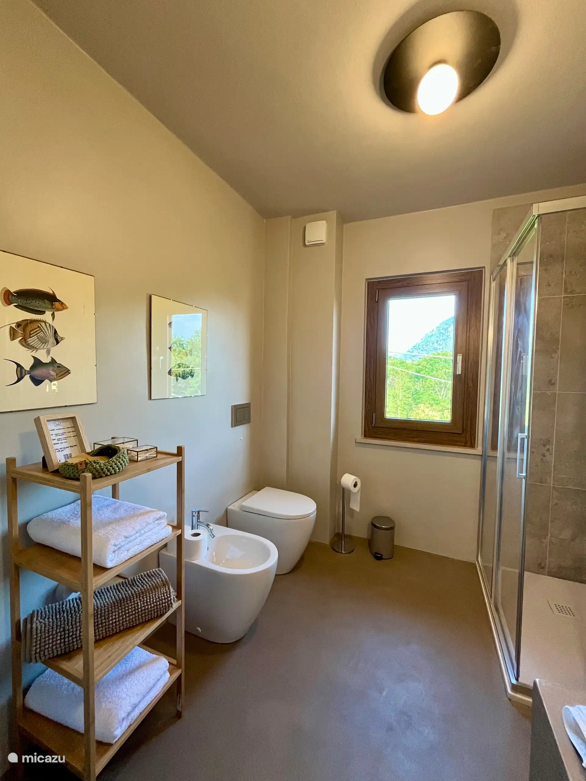 el baño con ducha grande y bidet