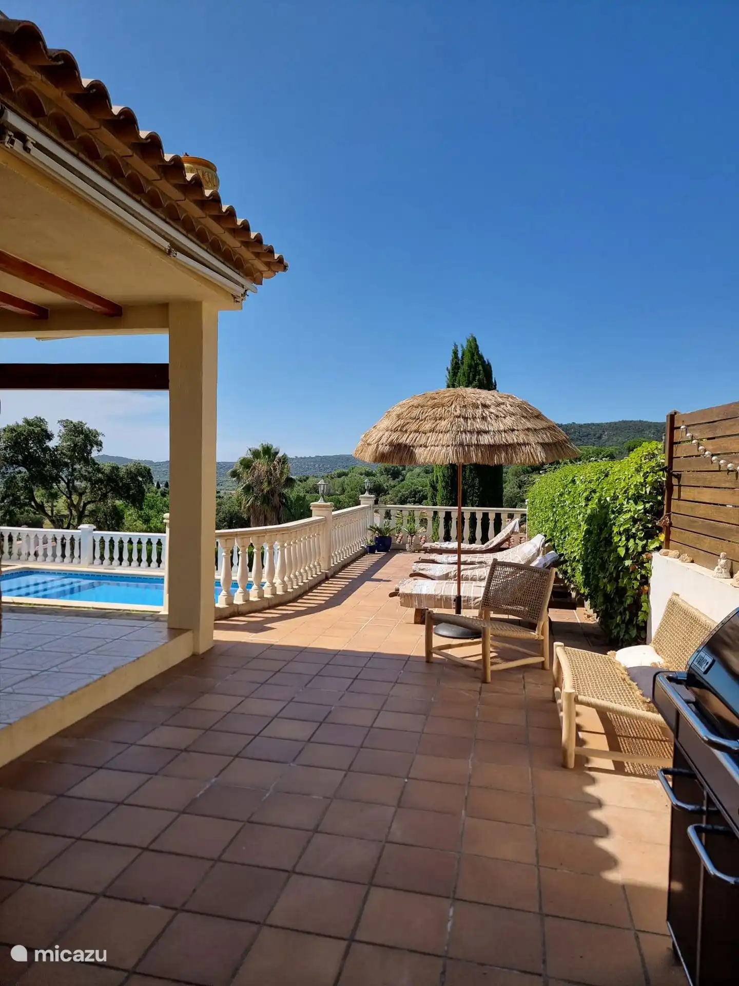 Terrace sunbeds and BBQ