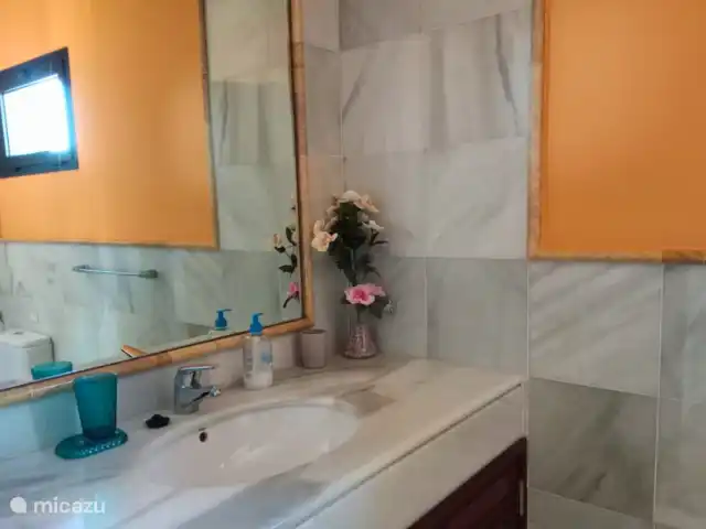 Villa Graciosa en España, Lanzarote, Playa Blanca - villa un baño con ducha a ras de suelo, inodoro y lavabo