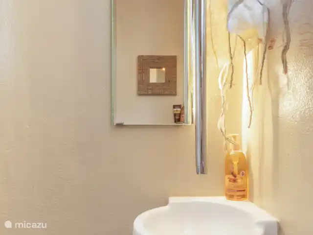 Appartement d’artiste avec vue sur le lac | Italie, Lad Majeur, Ispra - appartement Salle de bain confortable de style bateau de 0,8 m² à côté de la chambre Giò. Comprend un lavabo, des toilettes et une douche, compacts mais entièrement fonctionnels pour votre confort.