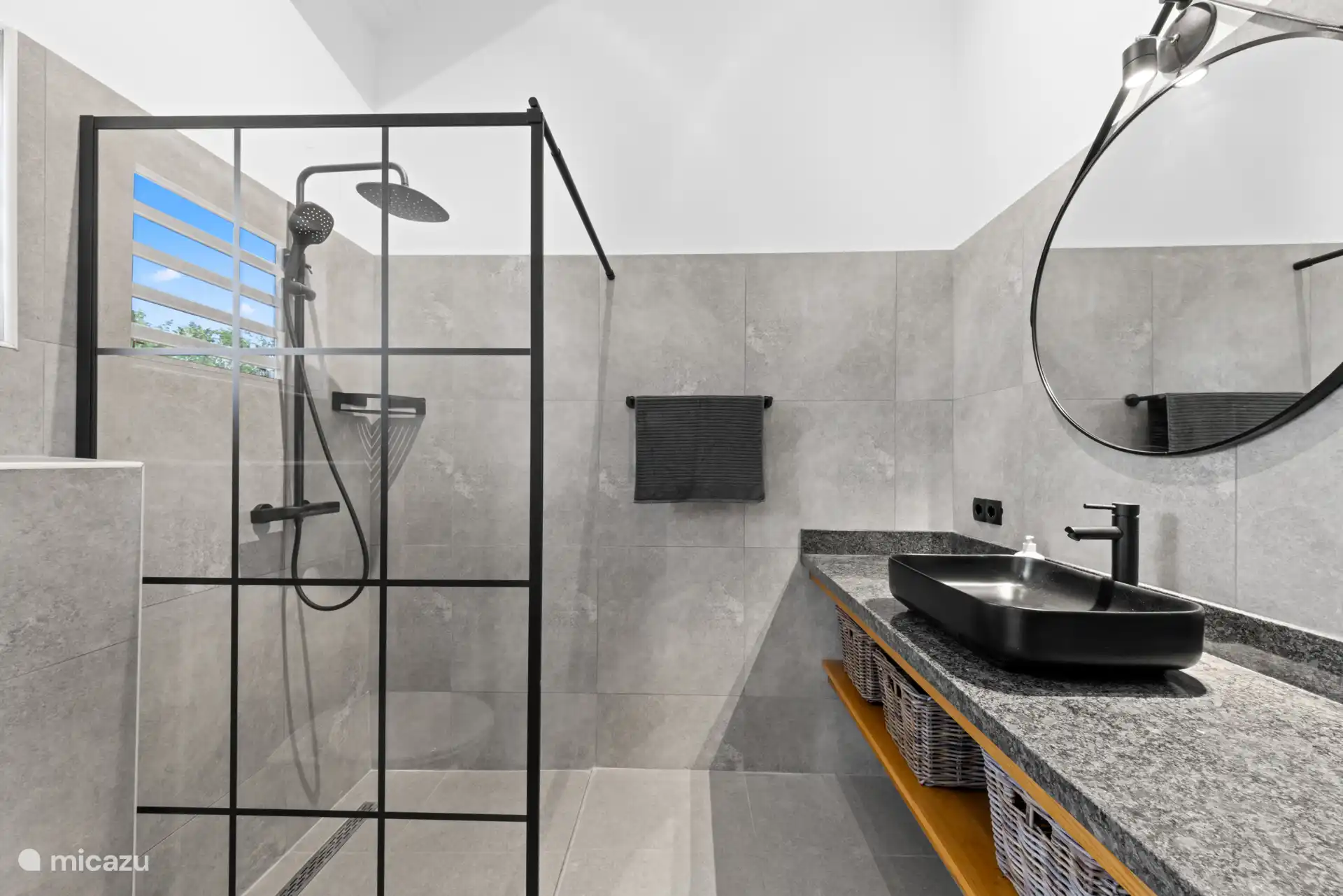 Bathroom with walk-in rain shower. This is ensuite and identical in both bedrooms