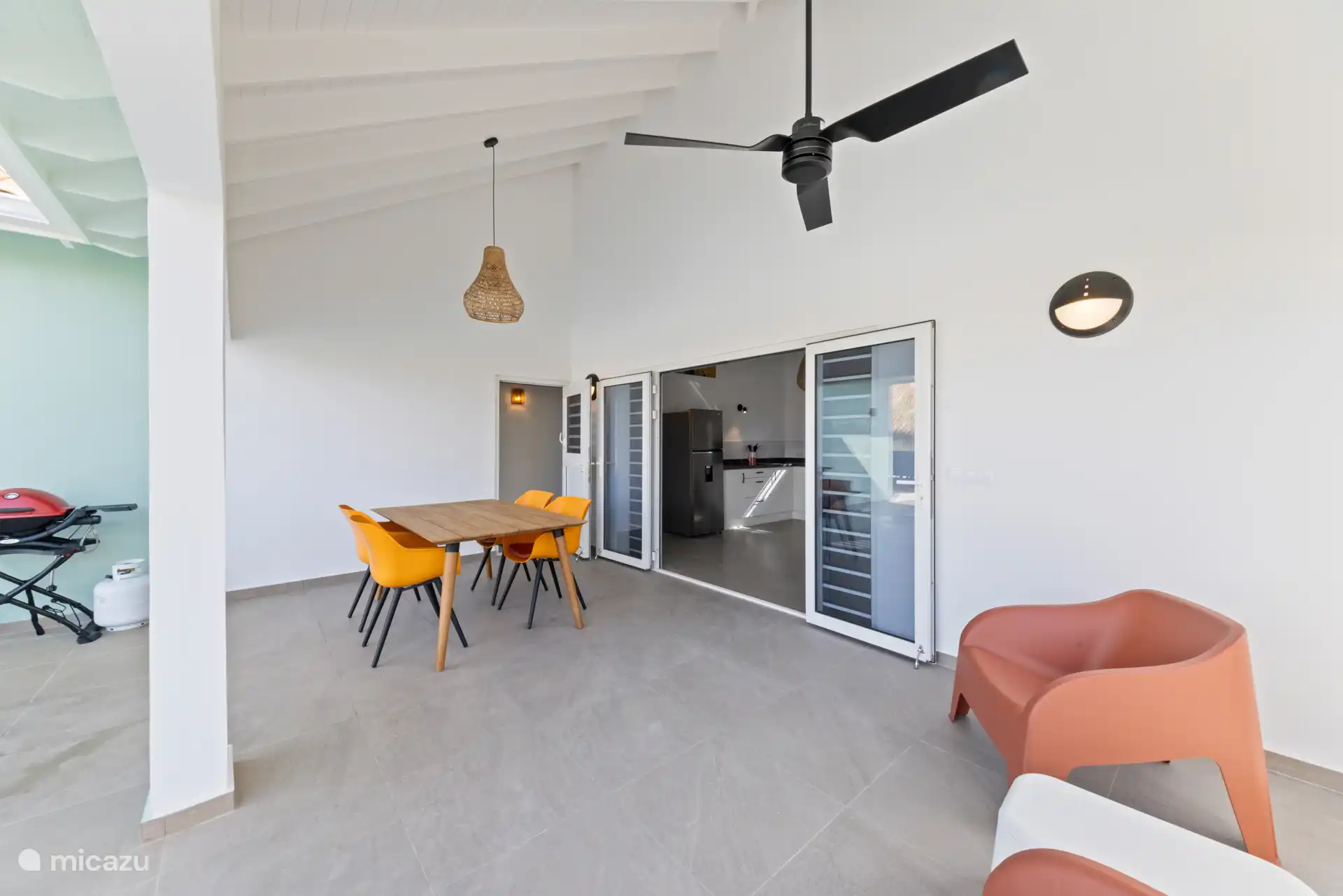 both eating and lounging on the porch