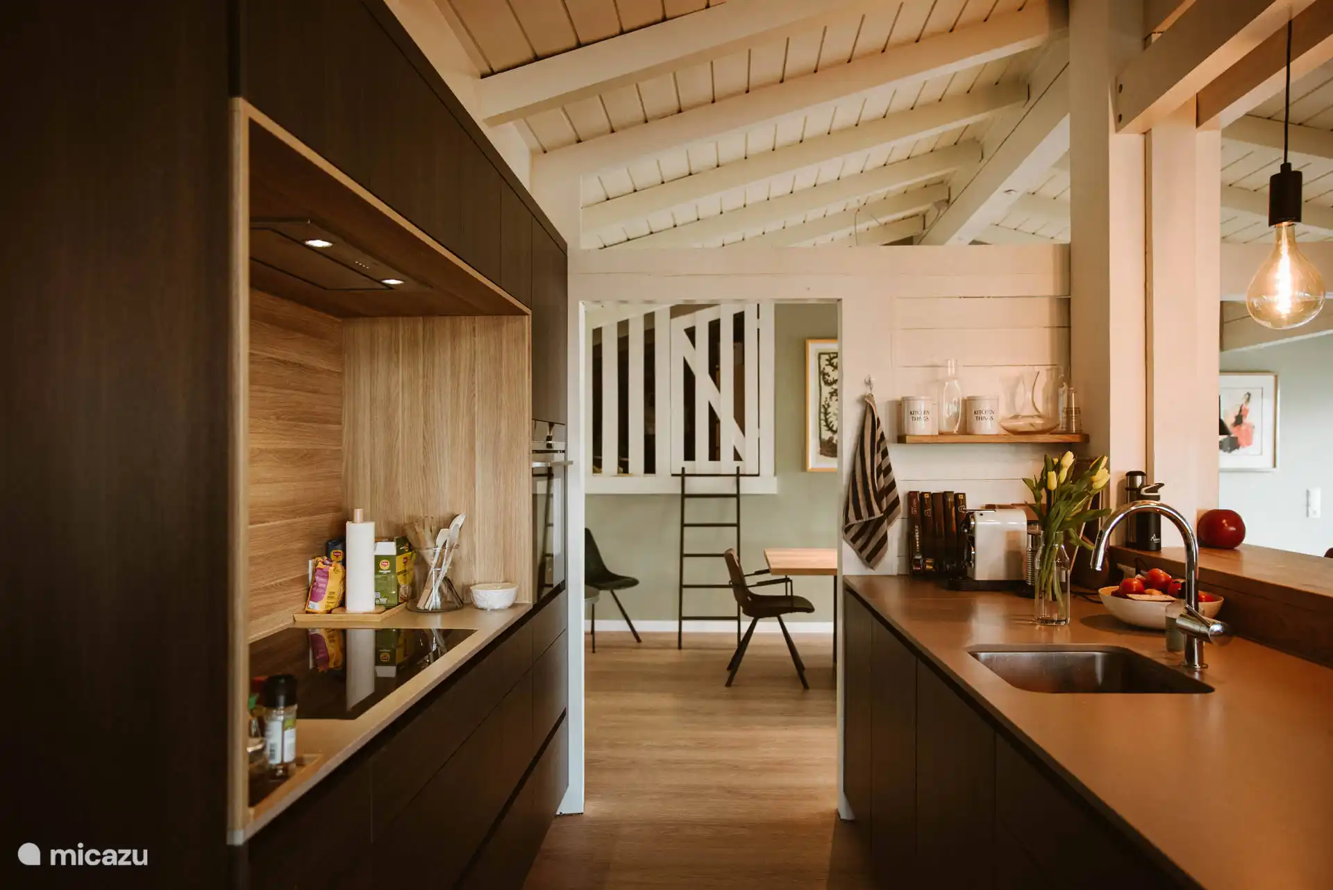 View from the kitchen to the dining table