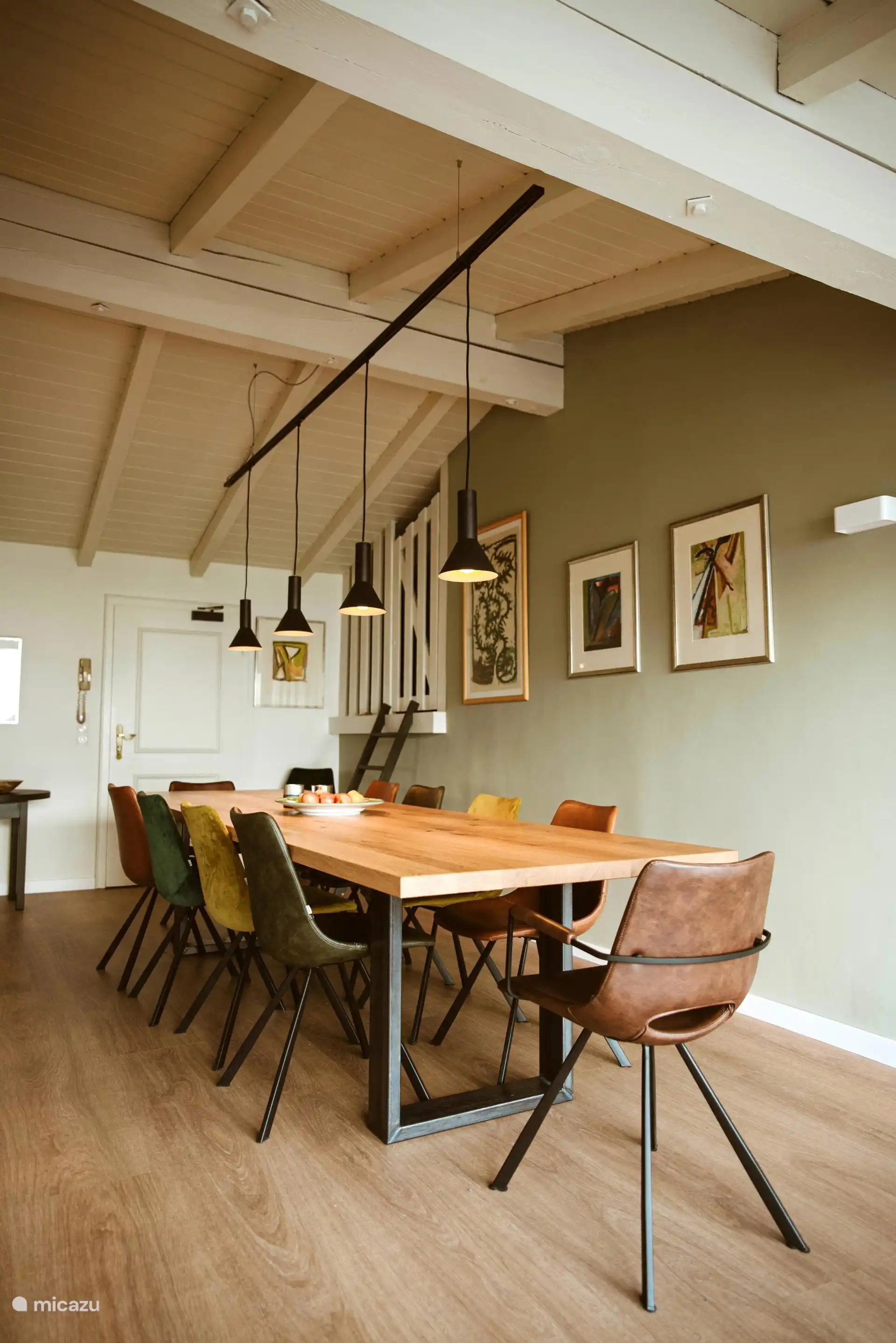 Large dining table with seating for 8 people