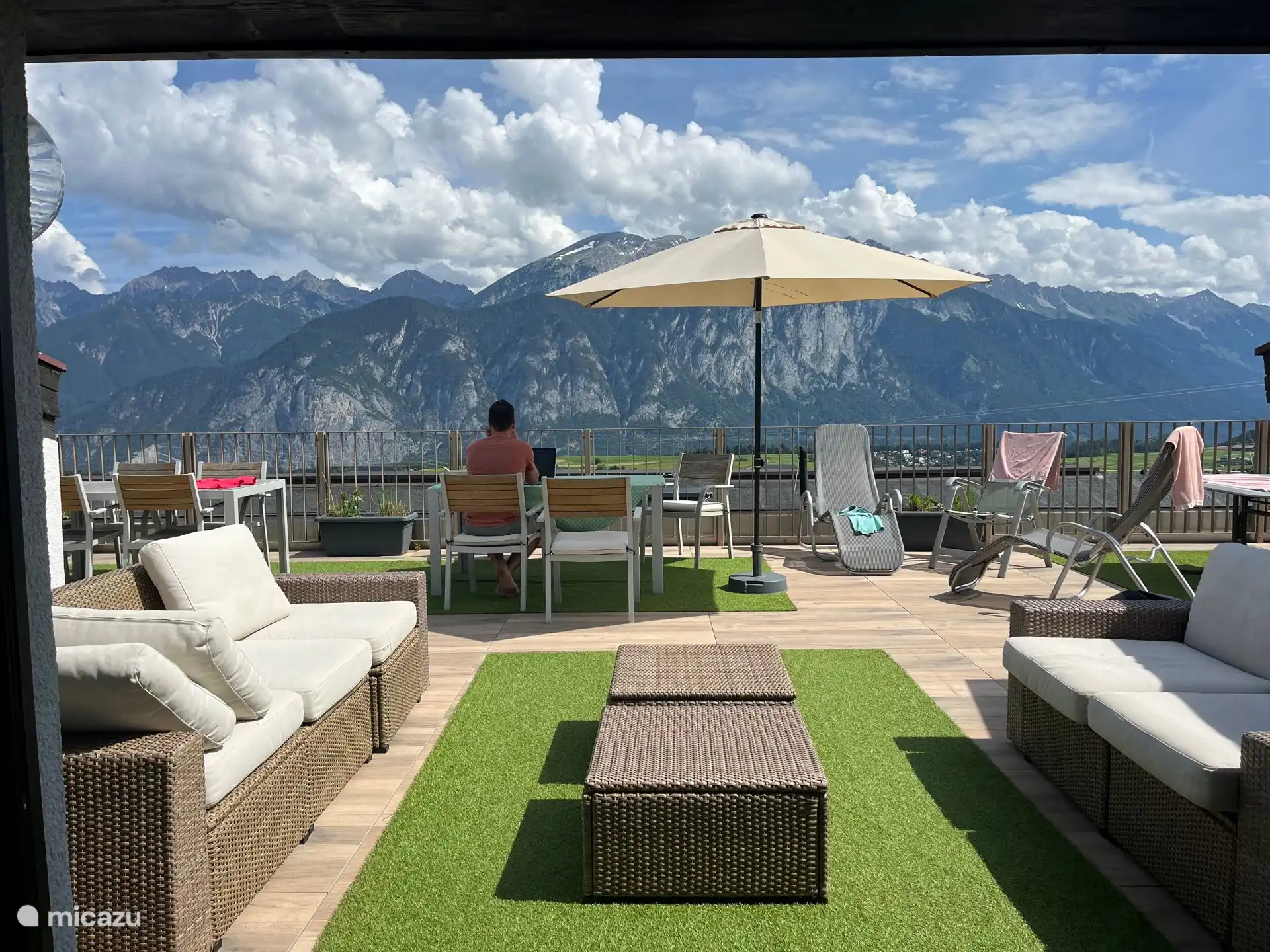 Spacious balcony with beautiful mountain views