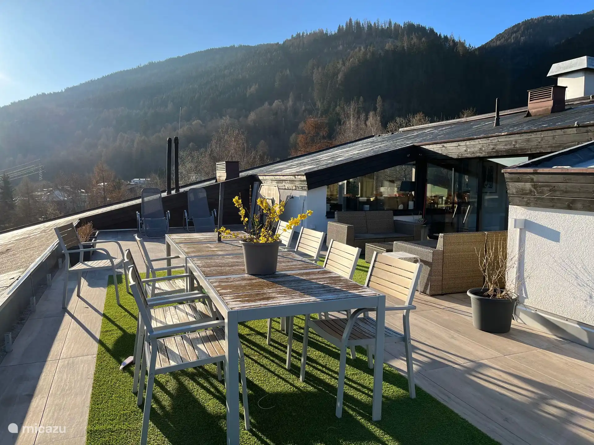 Large dining table on the balcony