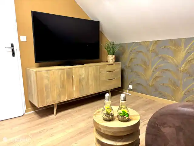 Location de Vacances France, Dordogne, Château-l'Évêque, appartement -  Pumbaa 8 min. du centre de Périgueux Salon/chambre : équipé d’une télévision intelligente grand écran et de sièges.