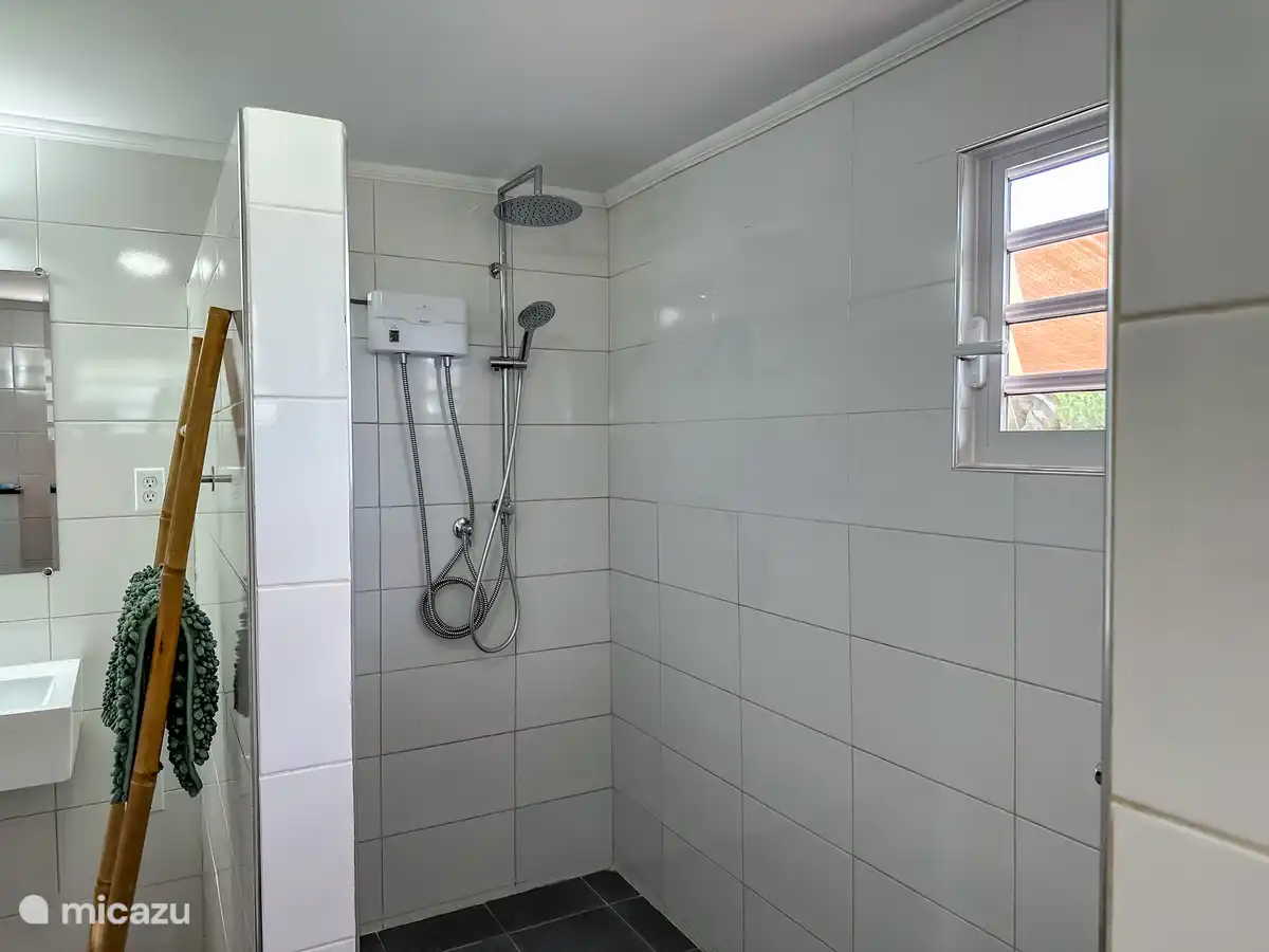 Bathroom with heated shower