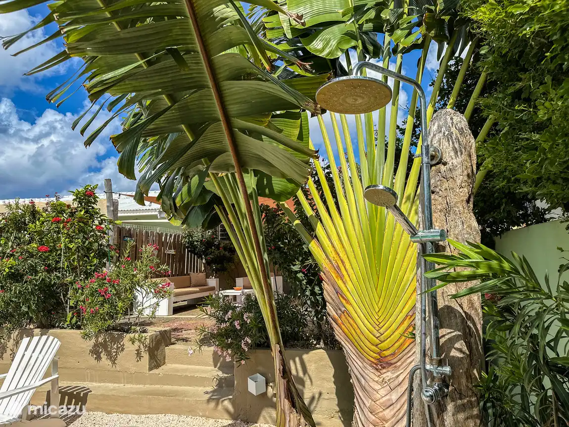 Outdoor shower by the pool