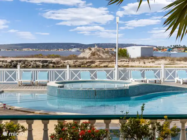 Port Bonaire - Piscina, mar y tienda de buceo en Bonaire, Bonaire, Kralendijk - apartamento Piscina comunitaria frente a la puerta