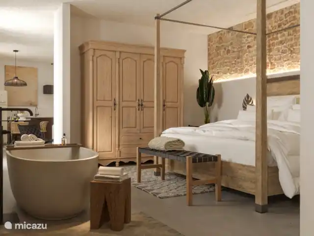 Apartamento de 2 peniques 'AMBRA' en Italia, Piamonte, Castellino Tanaro - apartamento Dormitorio con cama con dosel