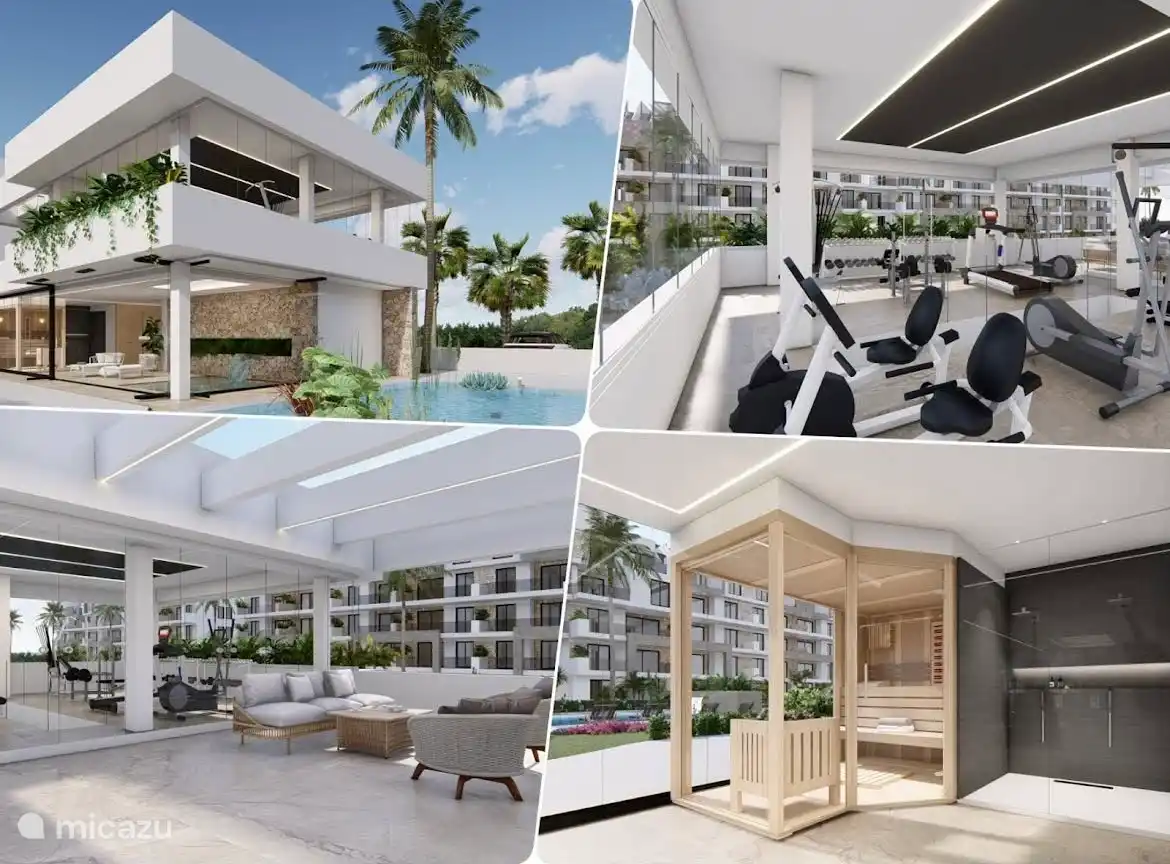 Sauna, gym, jacuzzi, binnen zwembad 