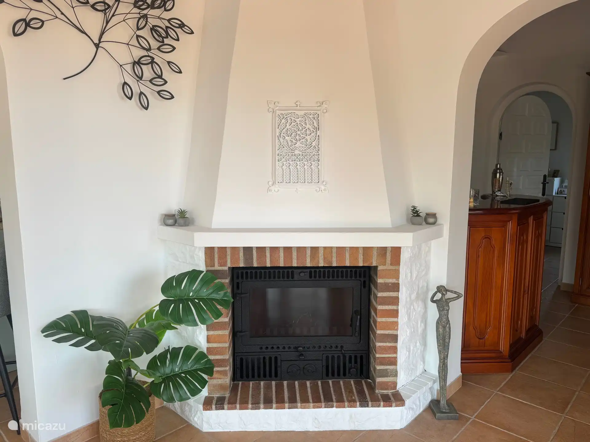 Chimenea con estufa de leña