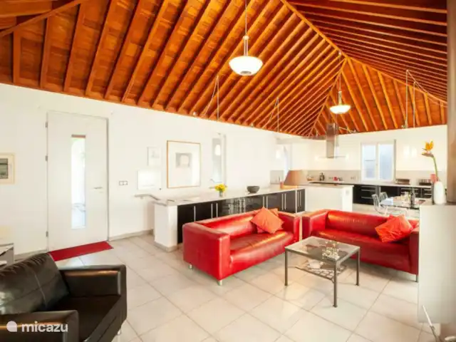 Villa Buenavista | Espagne, La Palma, Tijarafe - villa Le salon dispose d’une cheminée, d’une télévision par satellite et d’une chaîne hi-fi.