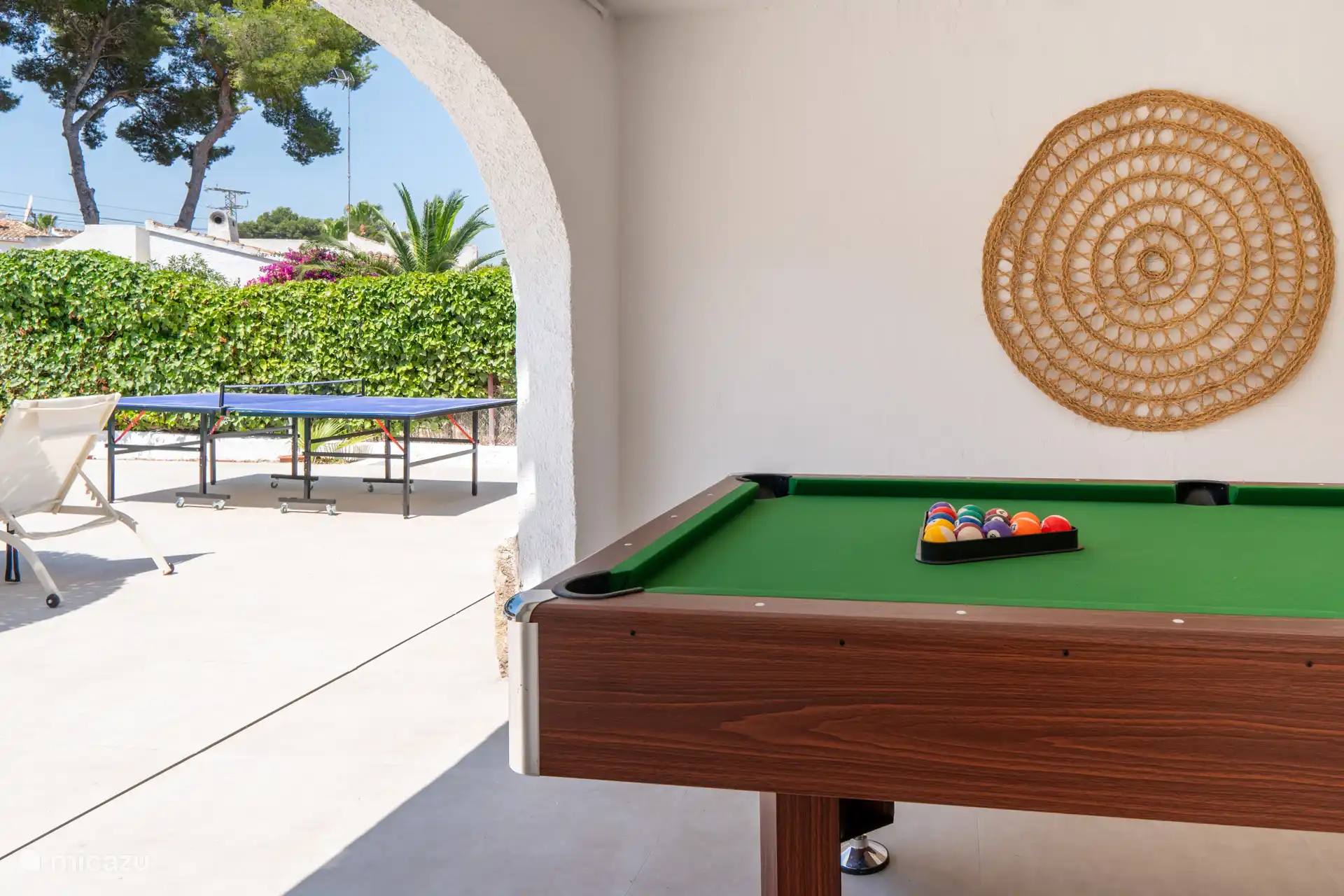 Billardtisch und Tischtennisplatte