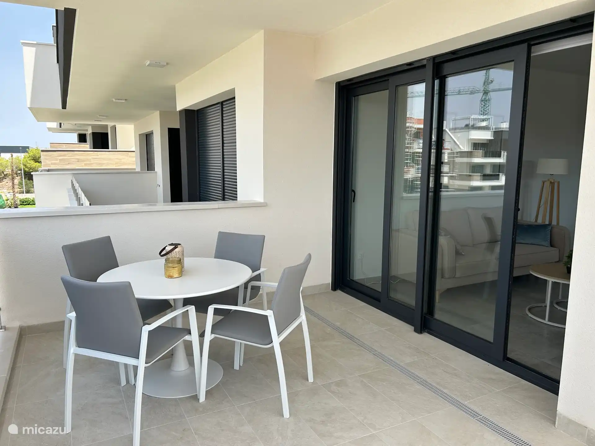 In the morning you can enjoy breakfast outside or a nice cup of coffee with a view of the pool