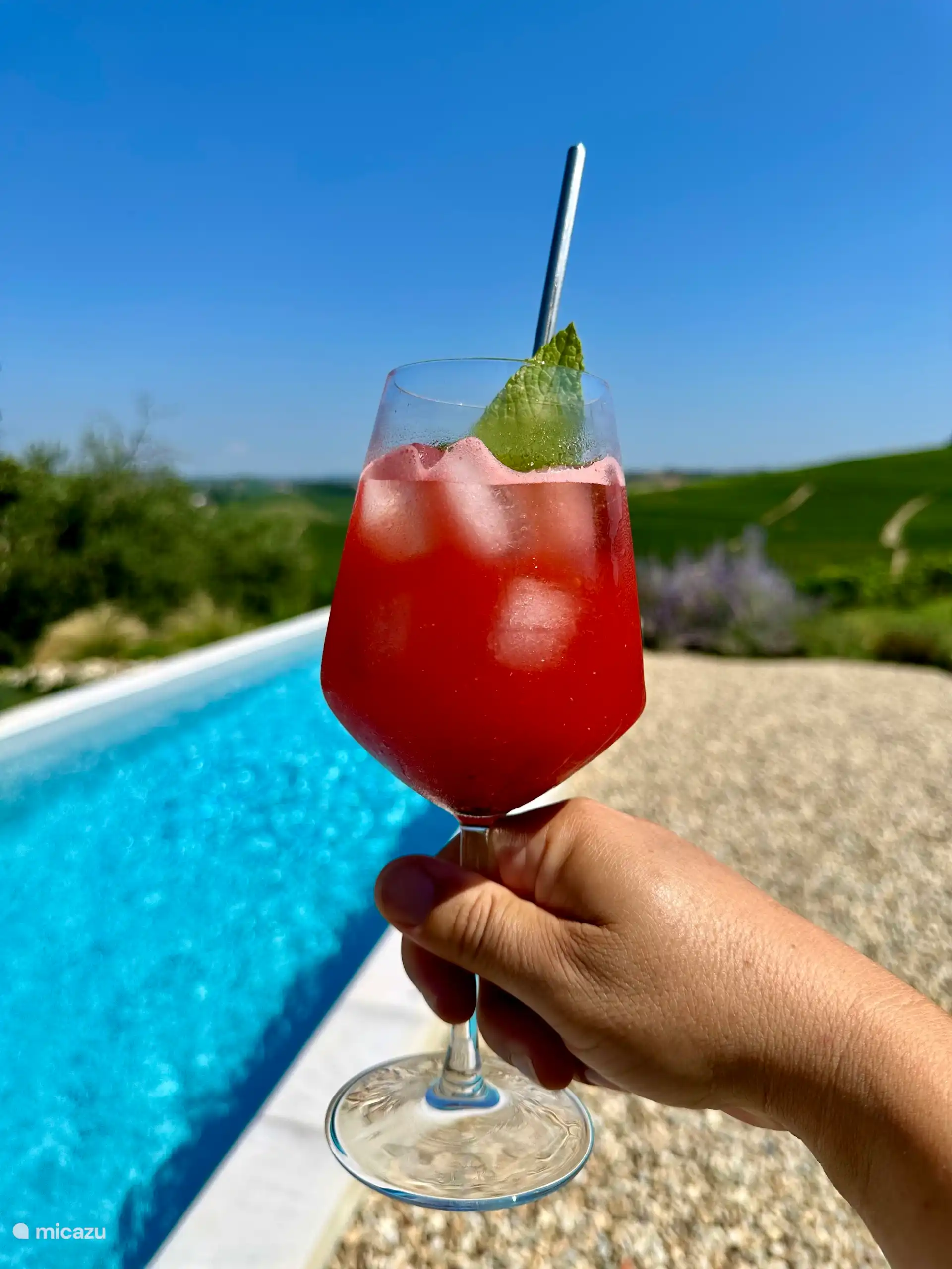 Cócteles junto a la piscina.