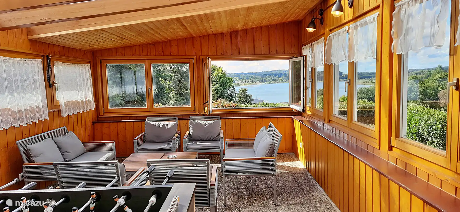 Winter garden with lake view