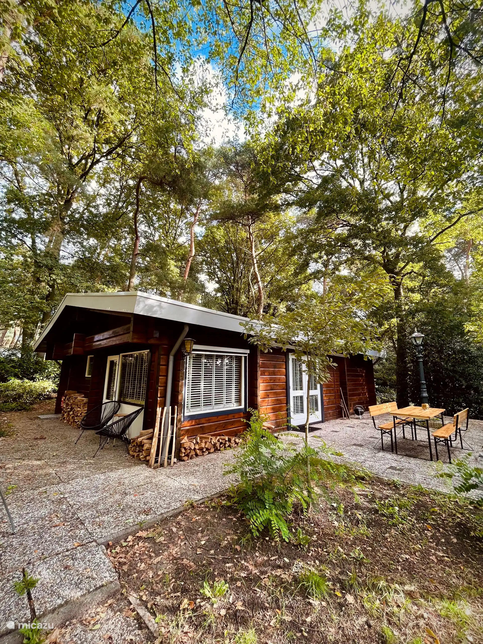 Hinterhof mit Terrasse und Esstisch