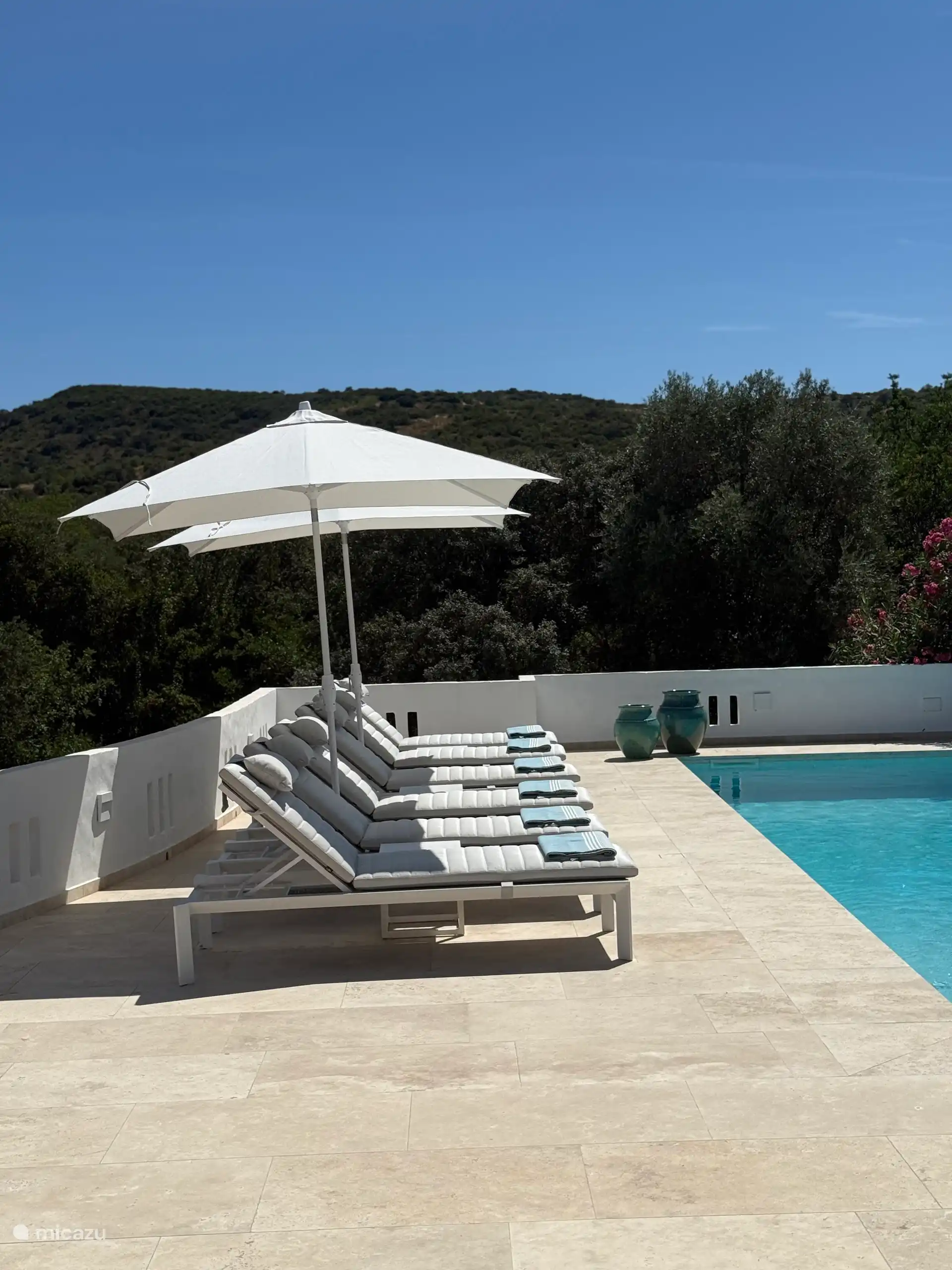 Las tumbonas tienen almohadas preciosas. También hay camas supletorias disponibles si es necesario. 