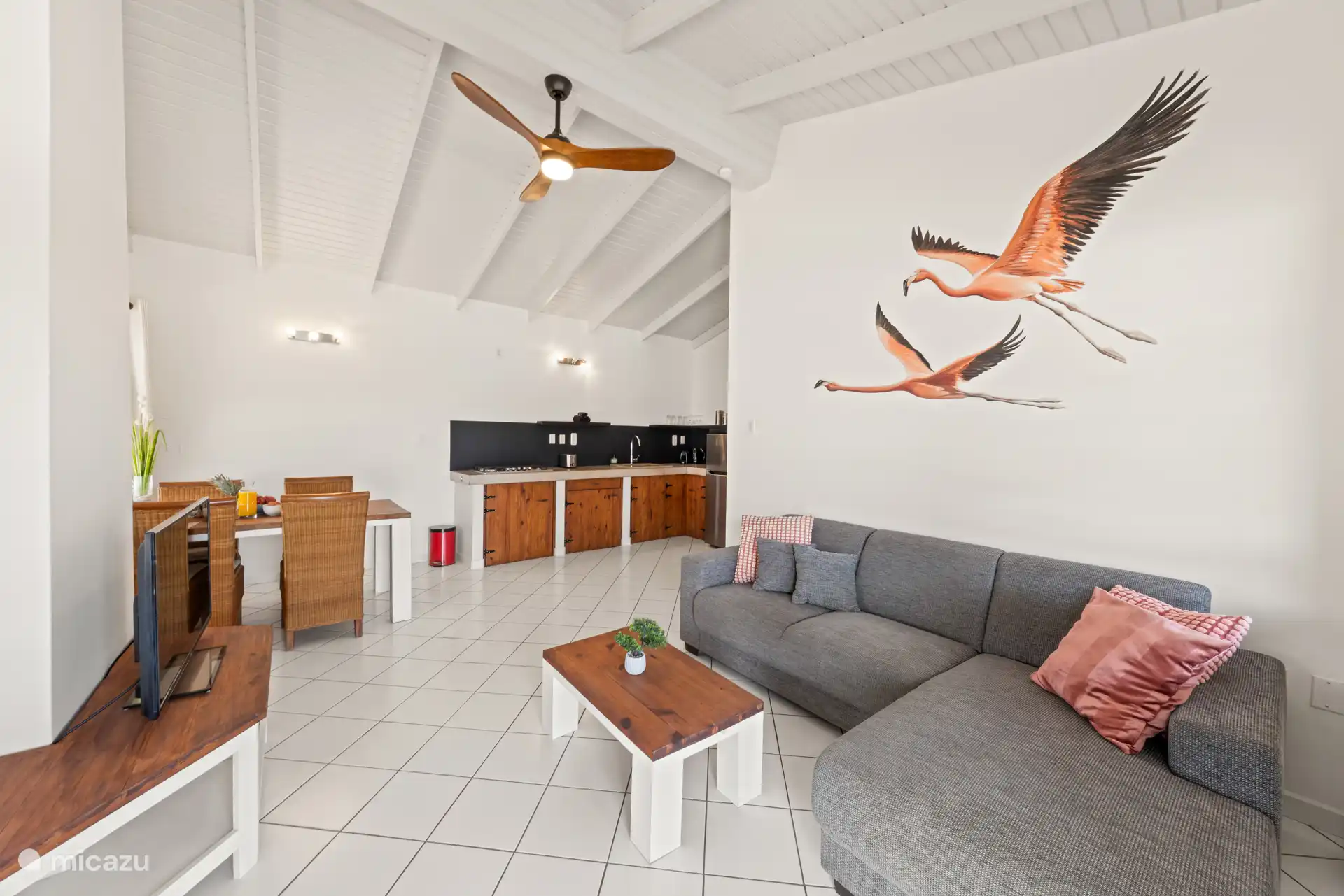 Open plan living room kitchen concept